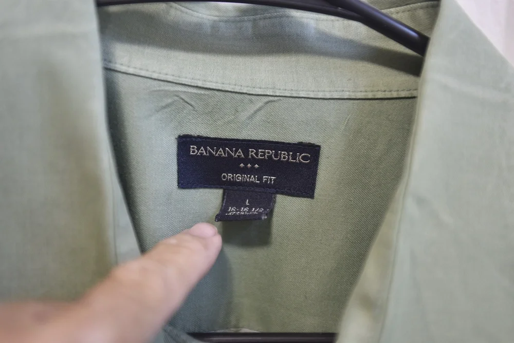 Banana Republic Long Sleeve Button Down Shirt Green Original Fit Size L LSC096